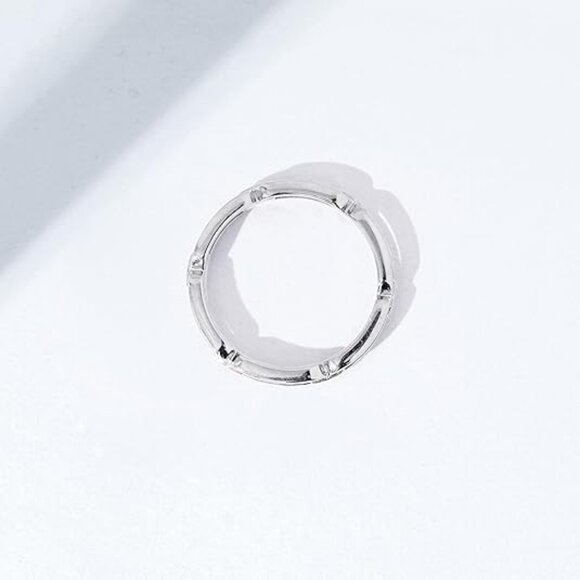 Rhodium Plated Sterling Silver Chain Link Band - Picture 4 of 5